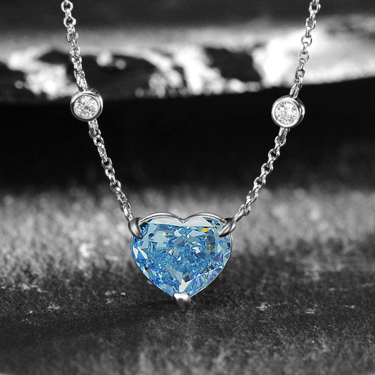 Ocean Blue Heart Pendant: Timeless Elegance in Sterling Silver - Xerxes Elite